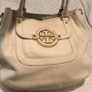 Tory Burch oversize white leather purse